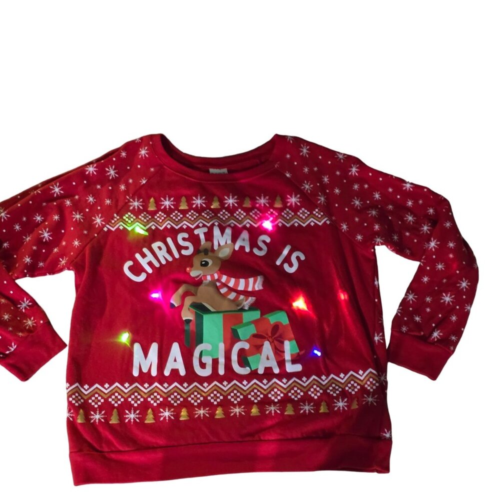 Rudolph The Red-Nosed Reindeer Christmas Is Magical Light-Up Sweater XL